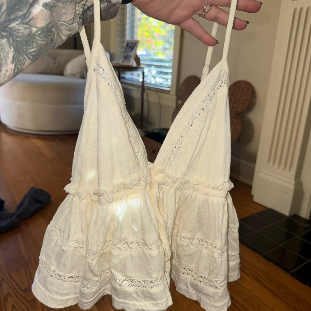 Urban Outfitters Cream Lace Detail Top